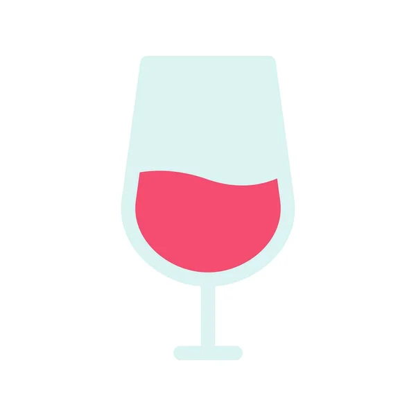 Copo Vinho Flat Vector Icon Desig —  Vetores de Stock