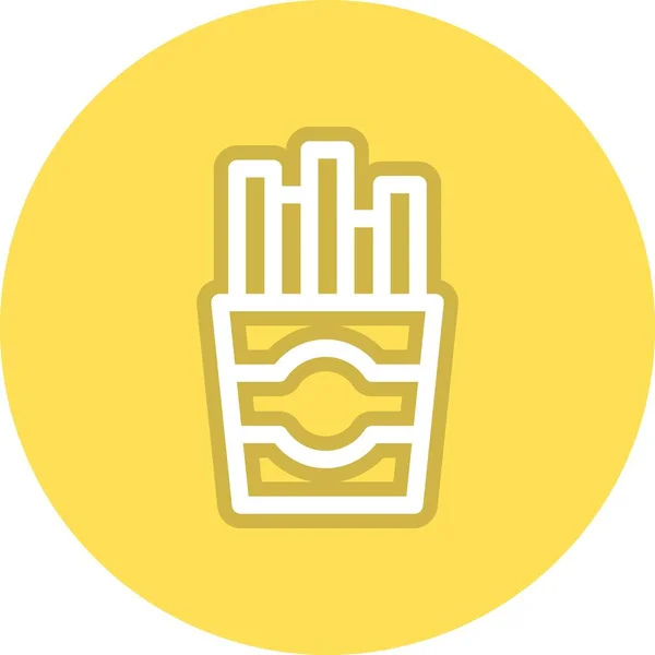 Fries Chips Line Circle Vector Icon Desig — Stock vektor