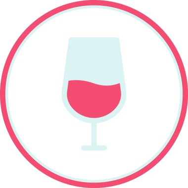 Şarap Cam Düz Çember Vektör Simgesi Tasarımı