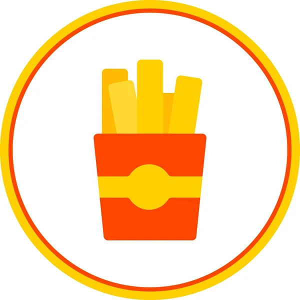 Fries Chips Flat Circle Vector Icon Desig — Stockvector