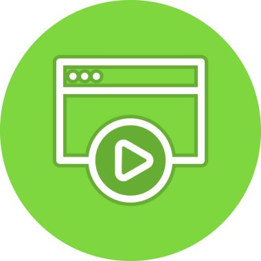  Web Video Çizgisi Çember Vektör Simgesi Tasarımı