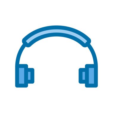  Mavi Vektör Simgesi Tasarımı Doldurulmuş Kulaklık