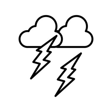 Şimşek Bulutu Vektör Satırı Simge Tasarımı