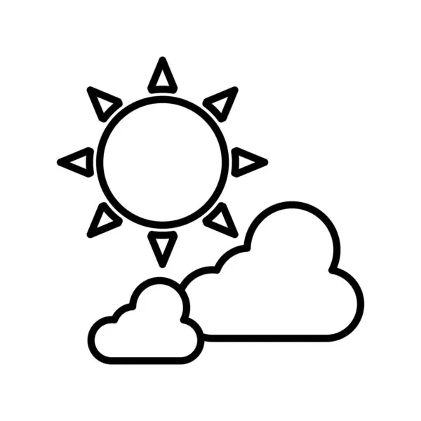 Sun Cloud Vector Line Icon Desig — Stock Vector