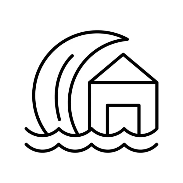 Icône Ligne Vectorielle Tsunami Desig — Image vectorielle