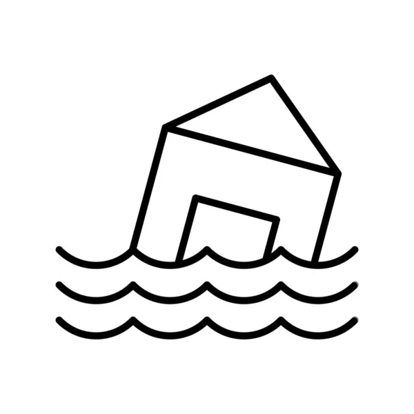 Icono Línea Vectorial Inundación Desig — Vector de stock