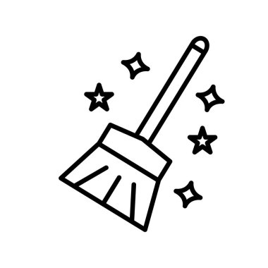Magic broom Vector Line Icon Desig