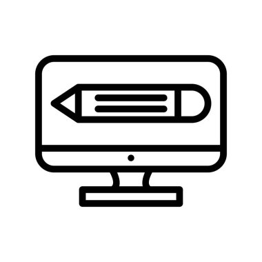 Monitör Vektör Satırı Simge Tasarımı