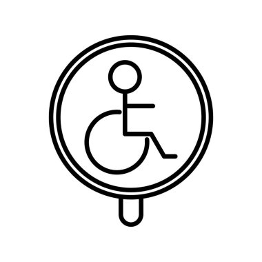 Tekerlekli sandalye Vektör Satırı Simge Tasarımı