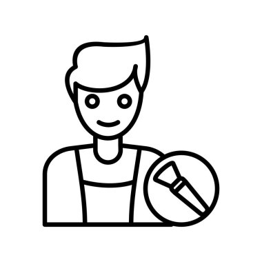 Erkek Mackup Sanatçı Vektör Satırı Simge Tasarımı