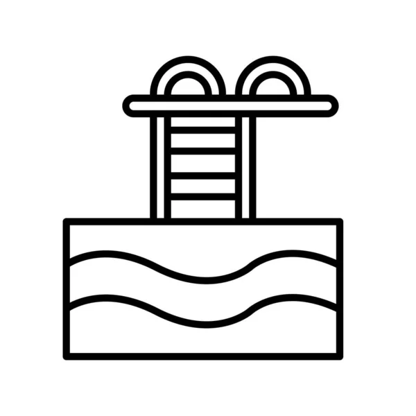 Swimming Pool Vector Line Icon Desig — Stok Vektör