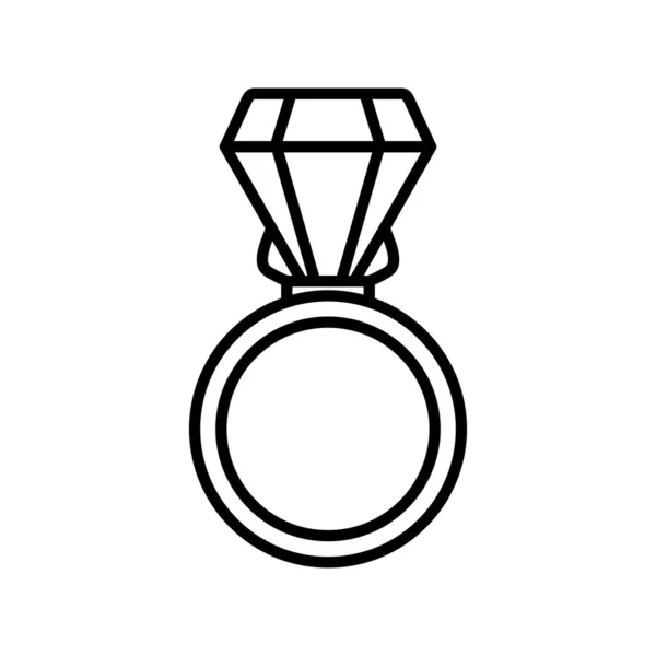 Diamond Ring Vector Line Icon Desig — Stock vektor
