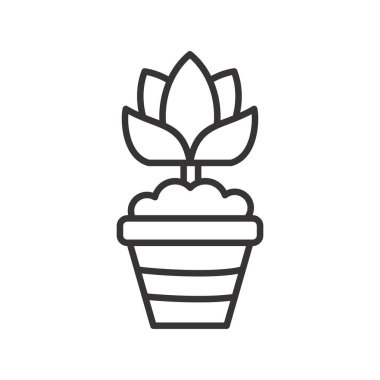 Saksı Vektör Satırı Simge Tasarımı