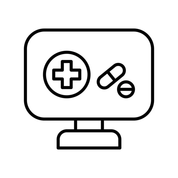 Online Pharmacy Vector Line Icon Desig — Stock vektor