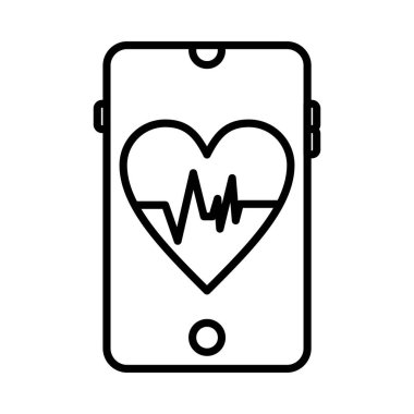 Mobile Heart Beat Vector Line Icon Desig