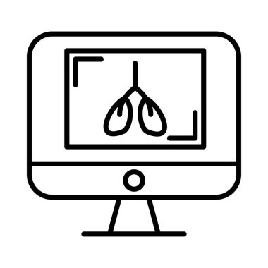 Lungs Radiology Vector Line Icon Design