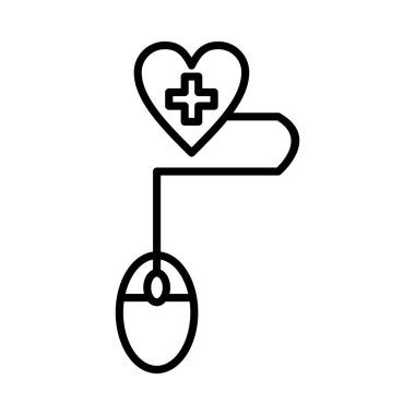 Online Heart Checkup Vector Line Icon Design