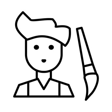 Child Drawing Vestor Line Icon Desig