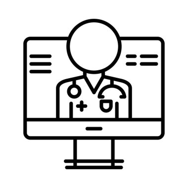 Medical Online Consultation Vector Line Icon Desig