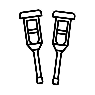 Crutches Vector Line Icon Desig