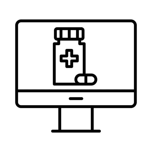 Online Medicine Vector Line Icon Design — Vector de stock