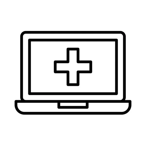 Laptop Healthcare Vector Line Icon Design — Stock Vector