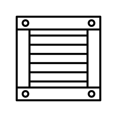 Tahta Kutu Vektör Satırı Simge Tasarımı
