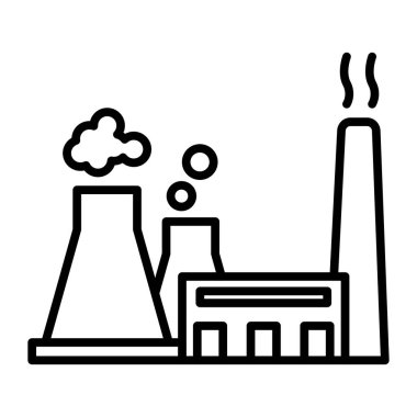 Enerji Santrali Vektör Satırı Simge Tasarımı