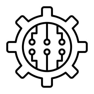 Mekanizma Vektör Satırı Simge Tasarımı