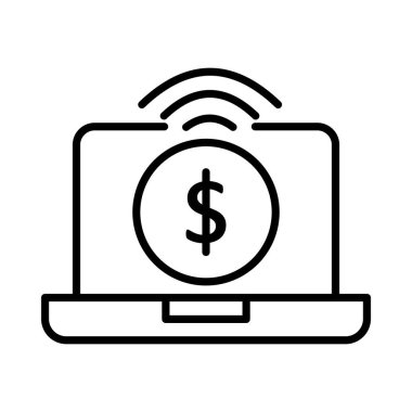 Çevrimiçi Ödeme Vektör Satırı Simge Tasarımı