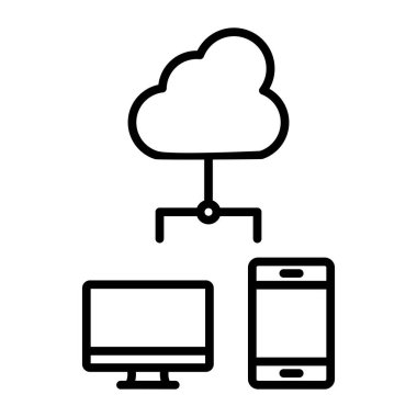 Bulut Hesaplama Vektör Satırı Simgesi Tasarımı