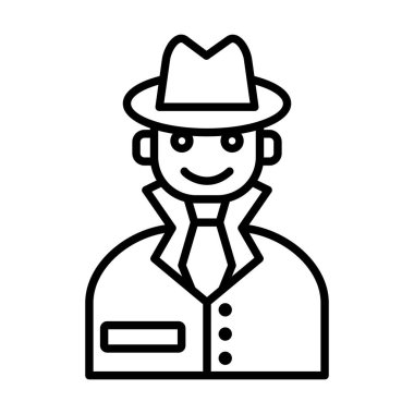 Dedektif Vektör Satır Simgesi Tasarımı