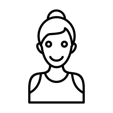 Genç Kadın Vektör Satırı Simge Tasarımı