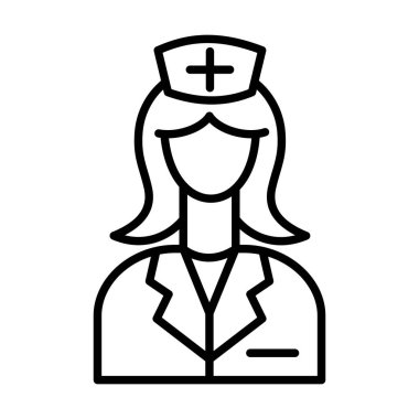 Hemşire Vektör Satırı Simge Tasarımı