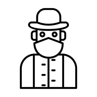 Kovboy Vektör Satırı Simge Tasarımı