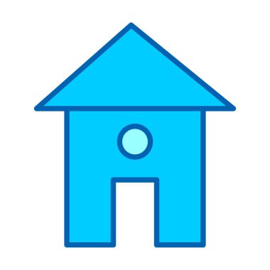 Ev Vektörü Mavi Ton Simgesi Tasarımı