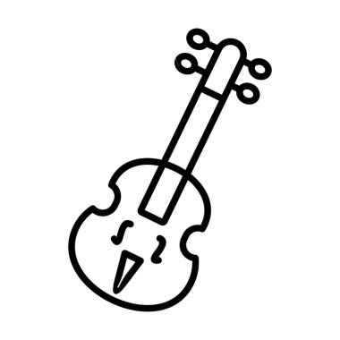 Viyolonsel Vektör Satırı Simge Tasarımı