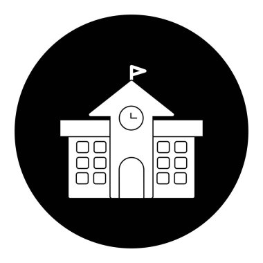  Okul Vektörü Glyph Tersine Döndürülmüş Simge Tasarımı