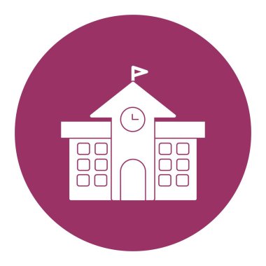  Okul Vektörü Kabartma Çemberi Çok Renkli Simge Tasarımı