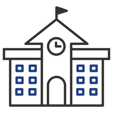  Üniversite Vektör Satırı İki Renk Simgesi Tasarımı