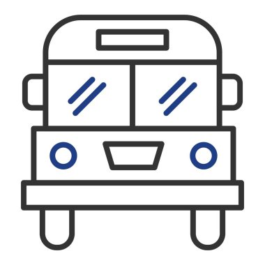 Otobüs Vektör Satırı İki Renkli Simge Tasarımı