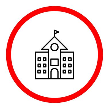  Okul Vektör Satırı İşaret Çemberi Simgesi Tasarımı