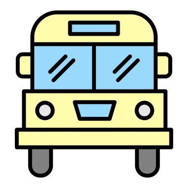 Simge Tasarımı Doldurulmuş Otobüs Vektör Satırı