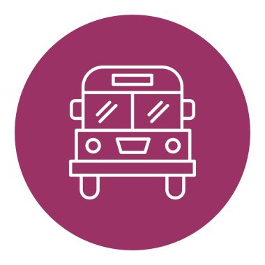 Otobüs Vektör Satırı Çok Renkli Simge Tasarımı