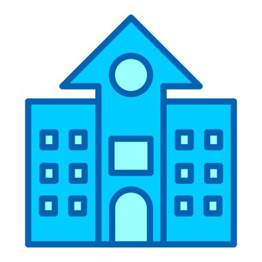 Okul Vektörü Satırı Bluetone Simgesi Tasarımı