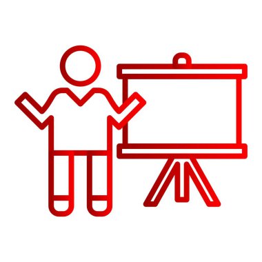 Öğretmen Vektör Satırı Gradyan Simgesi Tasarımı