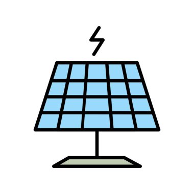 Güneş Enerjisi Vektör Hattı Simge Tasarımı Dolduruldu