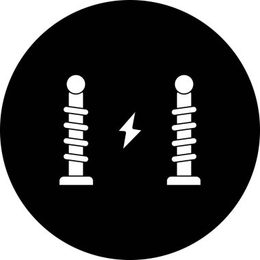 Tesla Vektör Satır Glyph Ters Simge Tasarımı