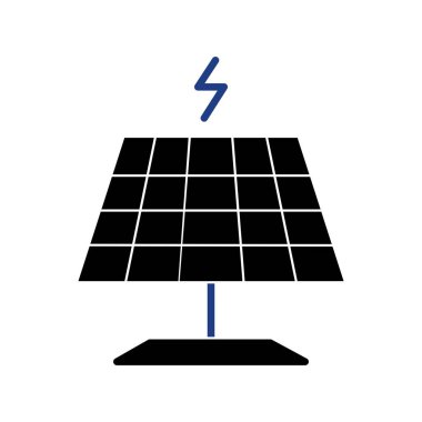 Güneş Enerjisi Vektör Çizgisi İki Renk Simgesi Tasarımı