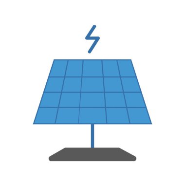Güneş Enerjisi Vektör Çizgisi Düz Simge Tasarımı